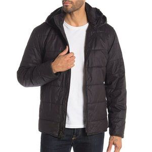 John Varvatos Star USA Men's Long Sleeve Quilted Puffer Hooded Jacket Black